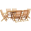 Image de vidaXL Ensemble de jardin 7 pièces Tissu et bois massif Beige