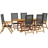 Image de vidaXL Ensemble de jardin 7 pièces Poly rotin et bois massif Noir