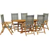Image de vidaXL Ensemble de jardin 7 pièces Poly rotin et bois massif Gris