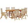 Image de vidaXL Ensemble de jardin 7 pièces Poly rotin et bois massif Beige