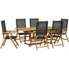 Image de vidaXL Ensemble de jardin 7 pièces Poly rotin et bois massif Noir