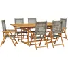 Image de vidaXL Ensemble de jardin 7 pièces Poly rotin et bois massif Gris