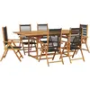 Image de vidaXL Ensemble de jardin 7 pièces polypropylène et bois massif noir