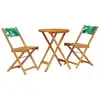 Image de vidaXL Ensemble Bistro 3 pièces motif feuilles tissu et bois massif