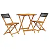 Image de vidaXL Ensemble Bistro 3 pièces noir Poly rotin et bois massif