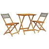 Image de vidaXL Ensemble Bistro 3 pièces Gris Poly rotin et bois massif