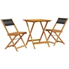 Image de vidaXL Ensemble Bistro 3 pièces noir polypropylène et bois massif