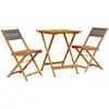 Image de vidaXL Ensemble Bistro 3 pièces Gris Polypropylène et bois massif