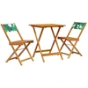 Image de vidaXL Ensemble Bistro 3 pièces motif feuilles tissu et bois massif
