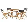 Image de vidaXL Ensemble de jardin 5 pièces noir Poly rotin et bois massif
