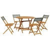 Image de vidaXL Ensemble de jardin 5 pièces Gris Poly rotin et bois massif
