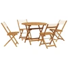 Image de vidaXL Ensemble de jardin 5 pièces tissu et bois massif blanc crème