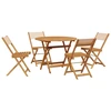 Image de vidaXL Salon de jardin 5 pièces Tissu et bois massif Beige