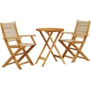 Image de vidaXL Ensemble Bistro 3 pièces Beige Polypropylène et bois massif