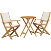 Image de vidaXL Ensemble Bistro 3 pièces blanc crème Tissu et bois massif