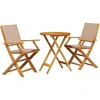 Image de vidaXL Ensemble Bistro 3 pièces taupe tissu et bois massif