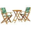 Image de vidaXL Ensemble Bistro 3 pièces motif feuilles tissu et bois massif