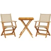 Image de vidaXL Ensemble Bistro 3 pièces Beige Poly rotin et bois massif