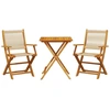 Image de vidaXL Ensemble Bistro 3 pièces Beige Polypropylène et bois massif