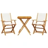 Image de vidaXL Ensemble Bistro 3 pièces blanc crème Tissu et bois massif