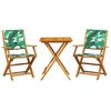 Image de vidaXL Ensemble Bistro 3 pièces motif feuilles tissu et bois massif