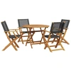 Image de vidaXL Ensemble de jardin 5 pièces noir Poly rotin et bois massif