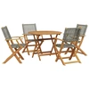 Image de vidaXL Ensemble de jardin 5 pièces Gris Poly rotin et bois massif