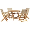 Image de vidaXL Ensemble de jardin 5 pièces Beige Poly rotin et bois massif