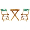Image de vidaXL Ensemble Bistro 3 pièces motif feuilles tissu et bois massif