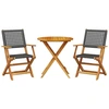 Image de vidaXL Ensemble Bistro 3 pièces noir Poly rotin et bois massif