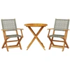 Image de vidaXL Ensemble Bistro 3 pièces Gris Poly rotin et bois massif
