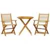Image de vidaXL Ensemble Bistro 3 pièces Beige Polypropylène et bois massif