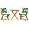 Image de vidaXL Ensemble Bistro 3 pièces motif feuilles tissu et bois massif