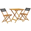 Image de vidaXL Ensemble Bistro 3 pièces noir Poly rotin et bois massif