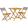 Image de vidaXL Ensemble Bistro 3 pièces Gris Poly rotin et bois massif