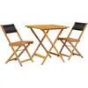 Image de vidaXL Ensemble Bistro 3 pièces noir polypropylène et bois massif
