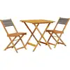 Image de vidaXL Ensemble Bistro 3 pièces Gris Polypropylène et bois massif