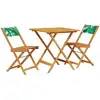 Image de vidaXL Ensemble Bistro 3 pièces motif feuilles tissu et bois massif