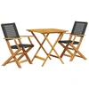 Image de vidaXL Ensemble Bistro 3 pièces noir Poly rotin et bois massif
