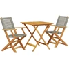 Image de vidaXL Ensemble Bistro 3 pièces Gris Poly rotin et bois massif