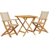 Image de vidaXL Ensemble Bistro 3 pièces Beige Poly rotin et bois massif