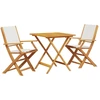 Image de vidaXL Ensemble Bistro 3 pièces blanc crème Tissu et bois massif