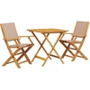 Image de vidaXL Ensemble Bistro 3 pièces taupe tissu et bois massif