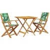 Image de vidaXL Ensemble Bistro 3 pièces motif feuilles tissu et bois massif