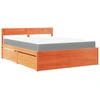 Image de vidaXL Lit avec tiroirs et matelas brun cireux 160x200 bois massif