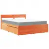 Image de vidaXL Lit avec tiroirs et matelas brun cireux 140x200 bois massif