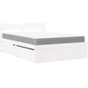Image de vidaXL Lit avec tiroirs et matelas Blanc 140x190 cm Bois massif