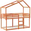 Image de vidaXL Lit superposé avec toit brun cireux 90x190 cm pin massif