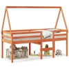 Image de vidaXL Lit surélevé avec toit brun cireux 75x190 cm pin massif