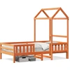 Image de vidaXL Lit en bois massif avec toit brun cireux 90x200 cm pin
